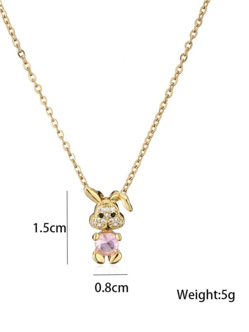 AOG Brass Cubic Zirconia Cute Rabbit  Pendnat Necklace 2