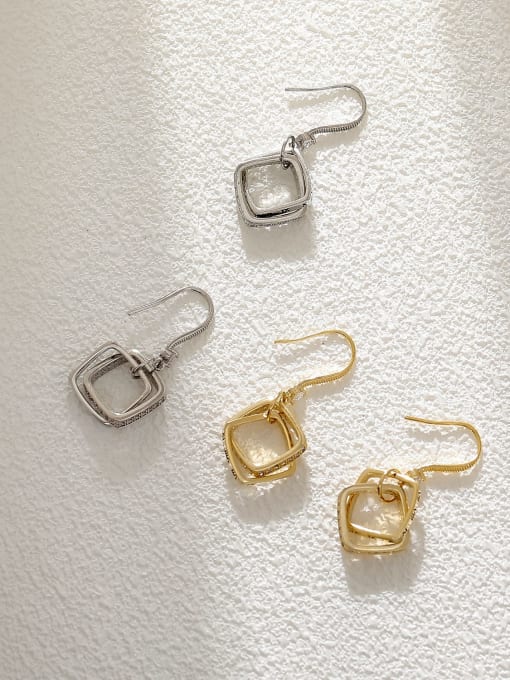 HYACINTH Brass Cubic Zirconia Geometric Minimalist Hook Earring 2