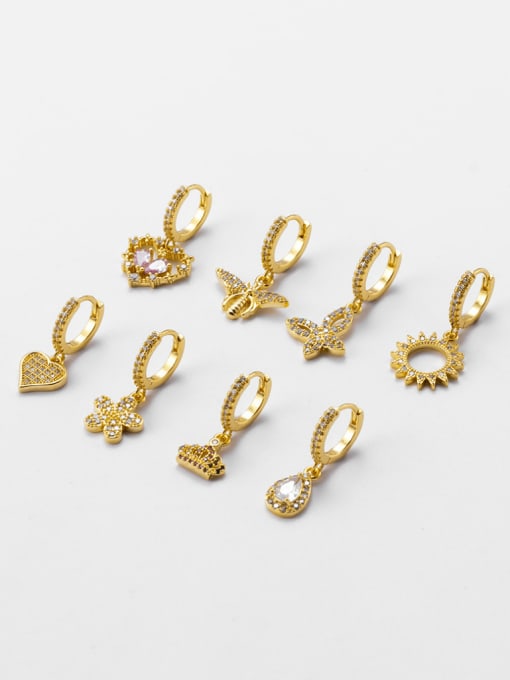 HISON Brass Cubic Zirconia Crown Cute Single Earring(Only-One) 1