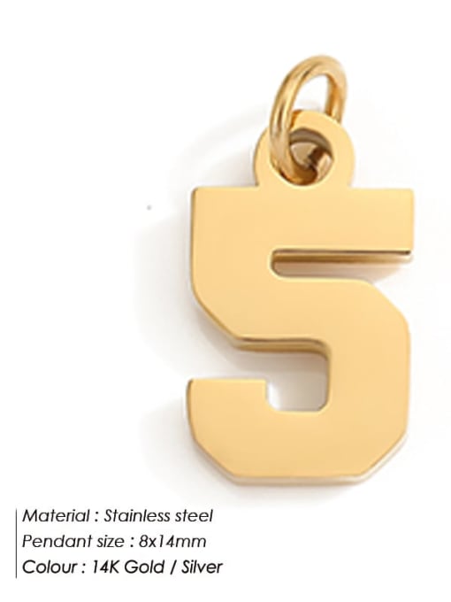 YP33060 5 Stainless steel Minimalist Icon Numeral Pendant