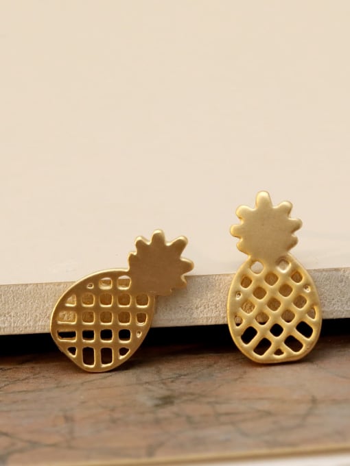 Matte Gold Brass Hollow Friut Minimalist Stud Earring