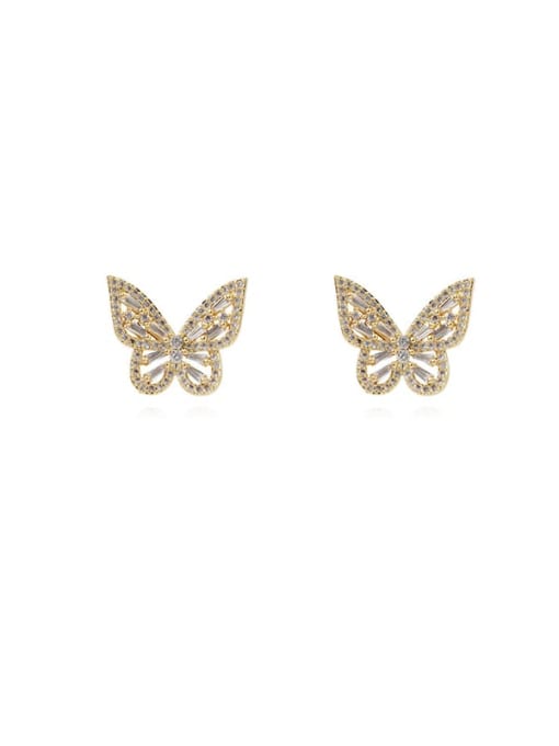 HYACINTH Copper Cubic Zirconia Butterfly Dainty Drop Trend Korean Fashion Earring 0