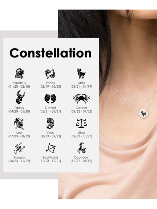 Desoto Stainless steel Constellation Minimalist  Round Pendant Necklace