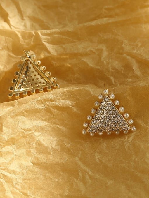 HYACINTH Brass Cubic Zirconia Triangle Vintage Stud Trend Korean Fashion Earring 4