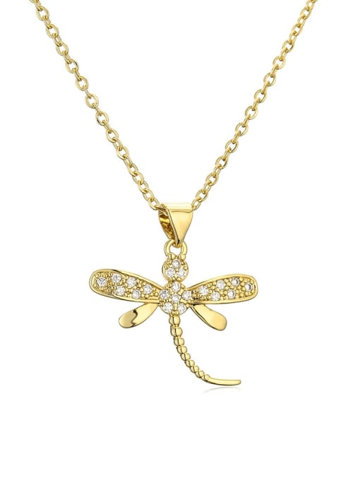 AOG Brass Cubic Zirconia Dragonfly Cute Necklace 0