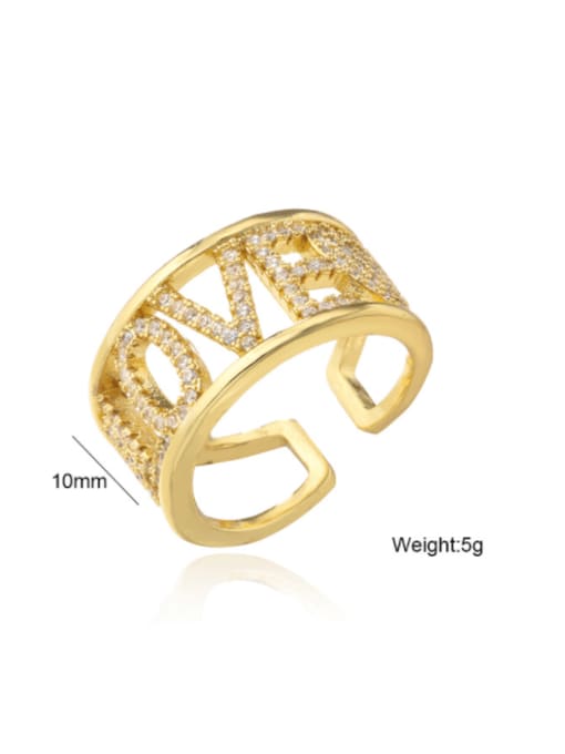 AOG Brass Cubic Zirconia Letter Vintage Band Ring 2