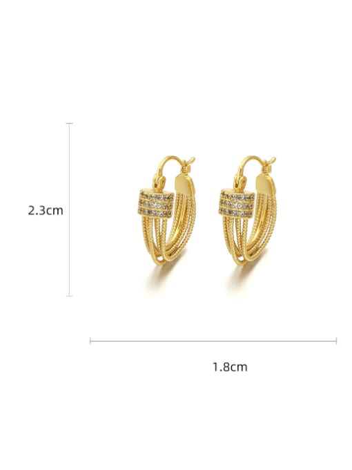 Five Color Brass Cubic Zirconia Geometric Minimalist Stud Earring 2