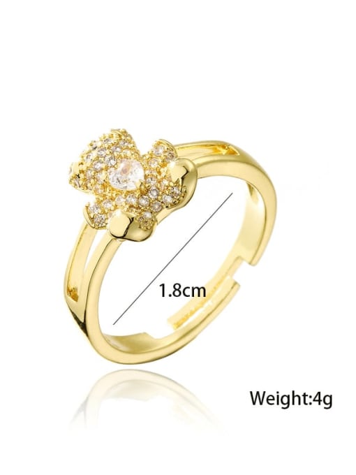 AOG Brass Cubic Zirconia Bear Cute Stackable Ring 3