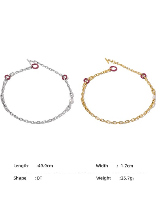 ACCA Brass Enamel Geometric  Chain Vintage Necklace 4