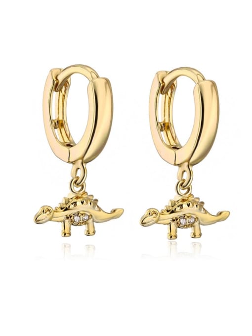 41020 Brass Cubic Zirconia Dragon Vintage Huggie Earring