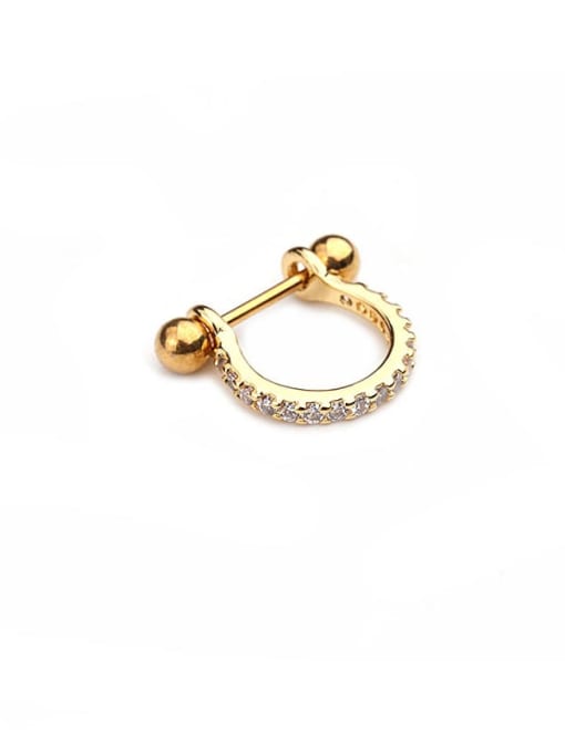 HISON Brass Cubic Zirconia Irregular Minimalist Huggie Earring 2