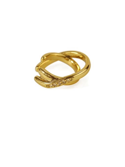 Gold (single) Brass  Vintage Cubic Zirconia line cross ear clip Single Earring