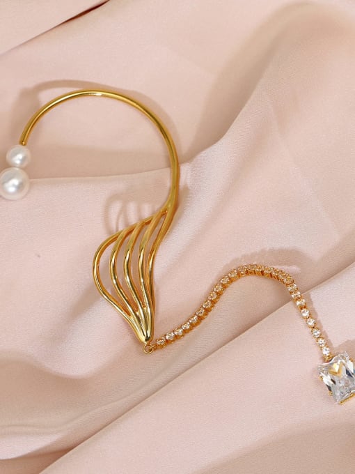 18K Gold Brass Cubic Zirconia Geometric Minimalist Single Earring