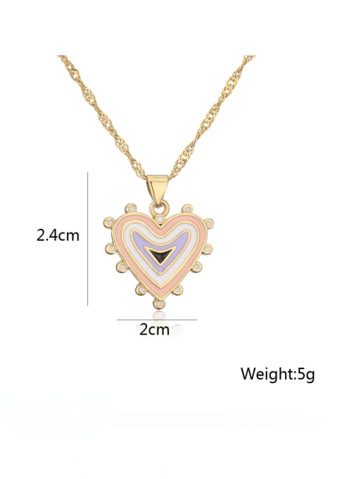 AOG Brass Enamel Geometric Hip Hop Heart Pendant Necklace 2