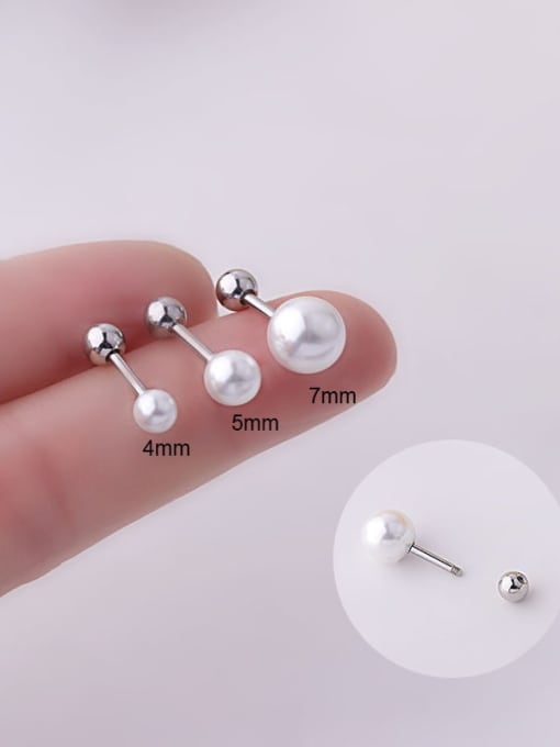 HISON Stainless steel Imitation Pearl Geometric Minimalist Single Earring 0