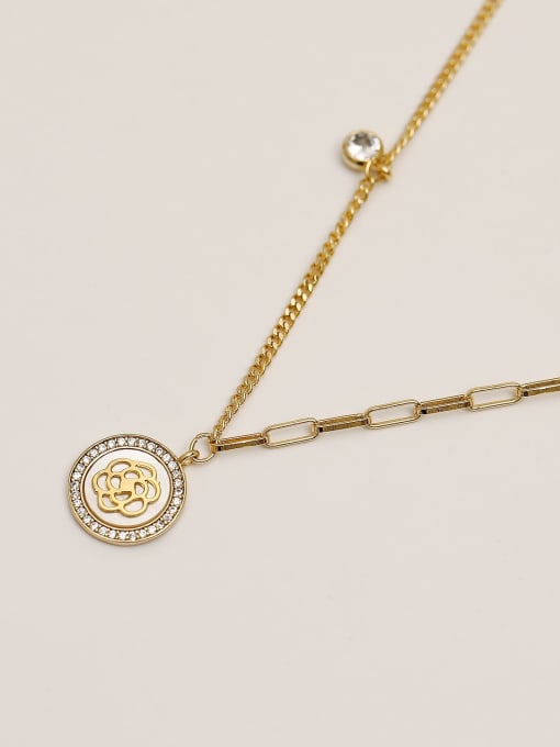 14k Gold Brass Shell Geometric Minimalist Trend Korean Fashion Necklace