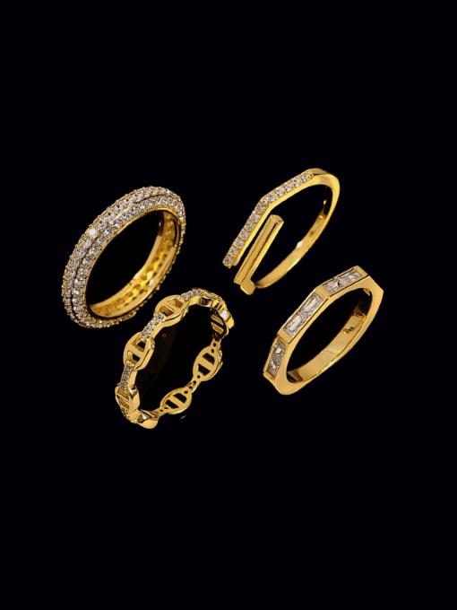 ACCA Brass Cubic Zirconia Geometric Minimalist Band Ring