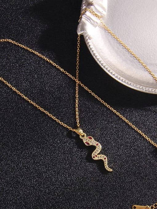 Color snake 9 a399 Copper Cubic Zirconia Snake Trend Necklace