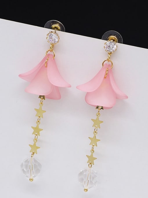Pink Copper Acrylic Star Minimalist Threader Trend Korean Fashion Earring