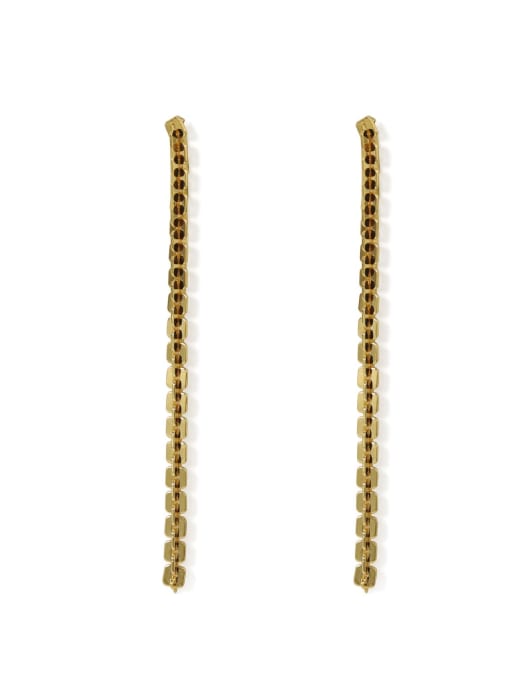 gold Brass Cubic Zirconia Tassel Classic Threader Earring