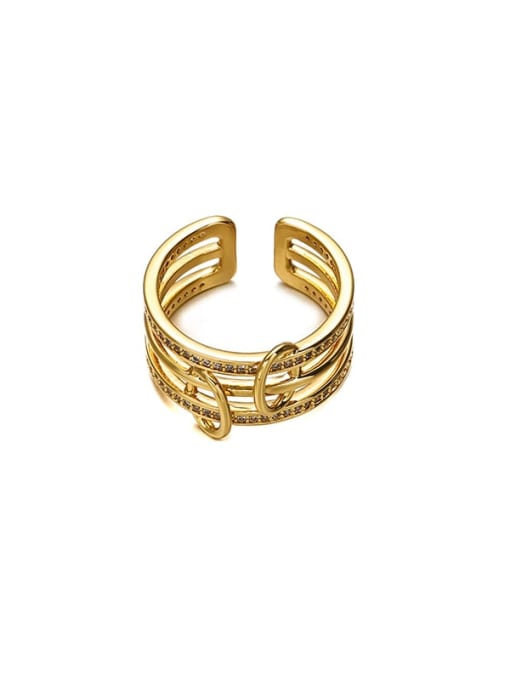 Five Color Brass Cubic Zirconia Geometric Trend Stackable Ring 3