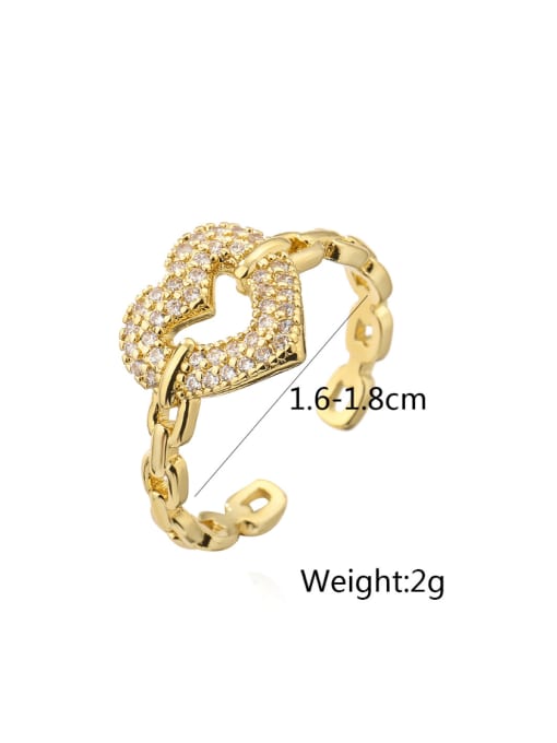 AOG Brass Cubic Zirconia Heart Hip Hop Band Ring 1
