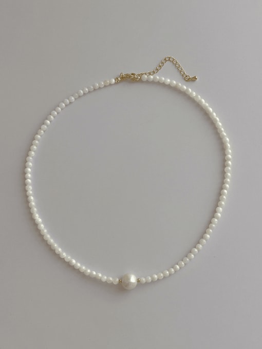 ZRUI Brass Imitation Pearl Round Minimalist Necklace 0