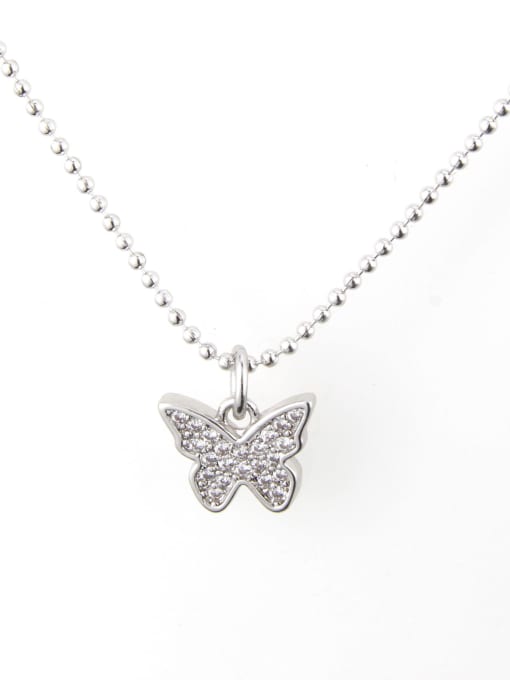 renchi Brass Cubic Zirconia Butterfly Dainty Necklace 3