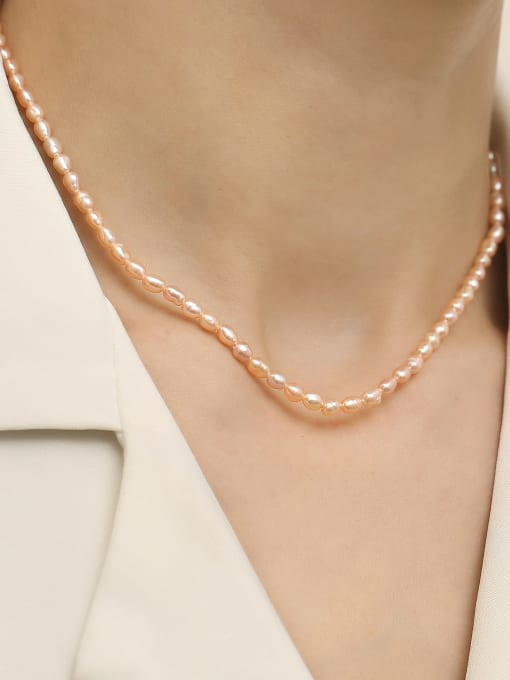 HYACINTH Brass Imitation Pearl Irregular Minimalist Beaded Necklace 1