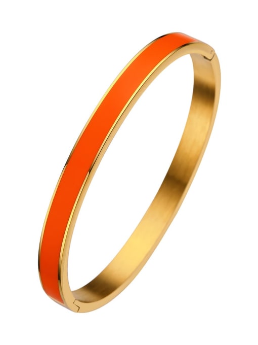 6MM gold orange Stainless steel Enamel Round Minimalist Band Bangle