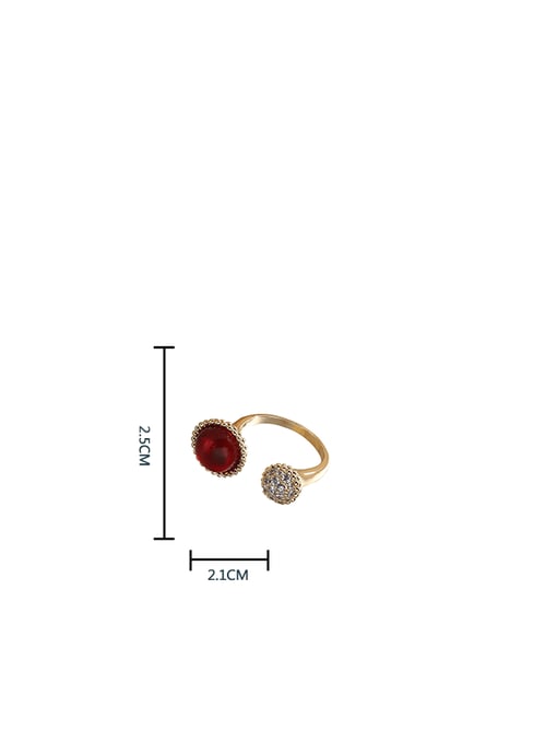 HYACINTH Brass Cubic Zirconia Red Ball Trend Band Ring 2