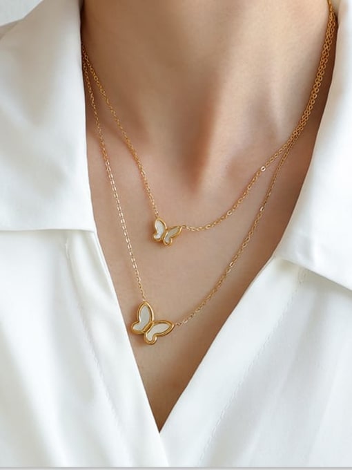 Five Color Brass Shell Butterfly Minimalist Necklace 1