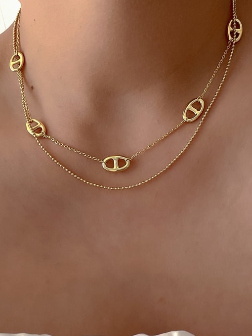 ZRUI Brass Geometric Minimalist Multi Strand Necklace 1