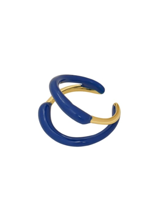16K gold Brass Enamel Geometric Minimalist Band Ring