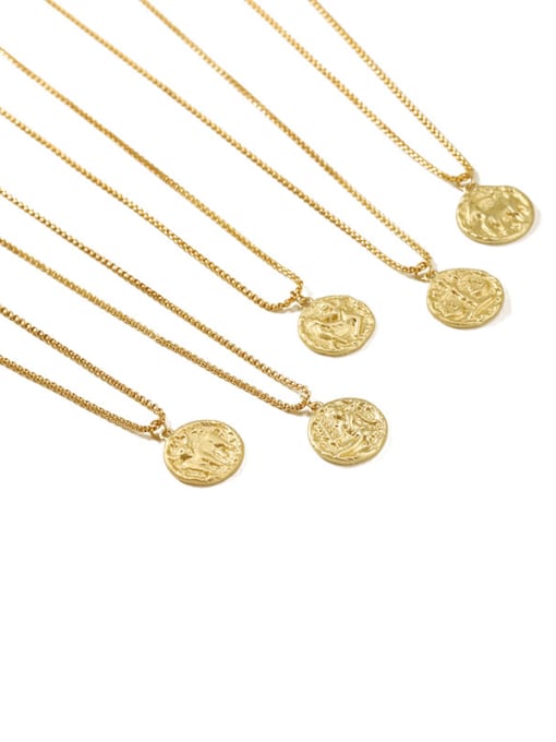 ACCA Brass coin Minimalist Twelve constellations Pendant Necklace 0