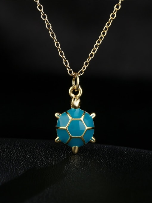 AOG Brass Cubic Zirconia Enamel Turtle Vintage Necklace 3