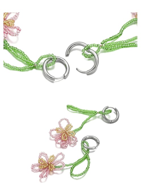 Five Color Titanium Steel MGB beads Flower Bohemia Drop Earring 2