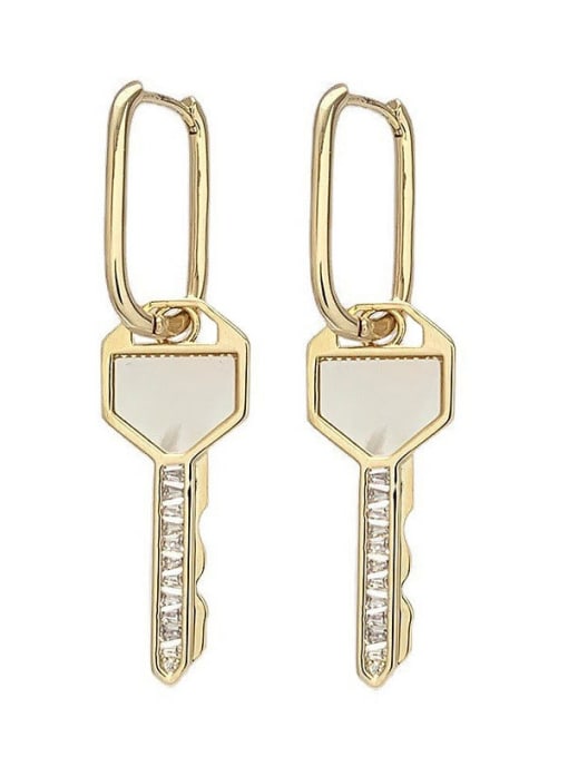 SUUTO Brass Cubic Zirconia Key Minimalist Earring 2