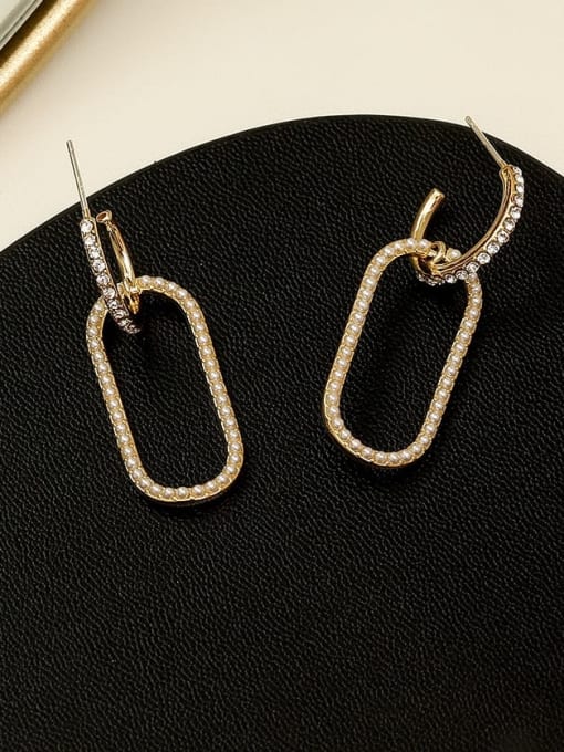 HYACINTH Copper Imitation Pearl Geometric Vintage Drop Trend Korean Fashion Earring 3