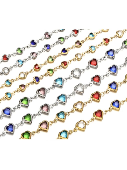 ACCA Brass Glass Stone Heart Minimalist Necklace 0