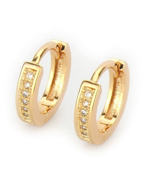 Gold plated white zircon Brass Cubic Zirconia Geometric Vintage Huggie Earring