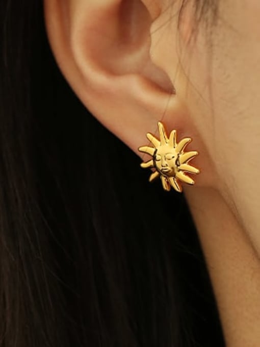ACCA Brass Sun Flower Vintage Stud Earring 1