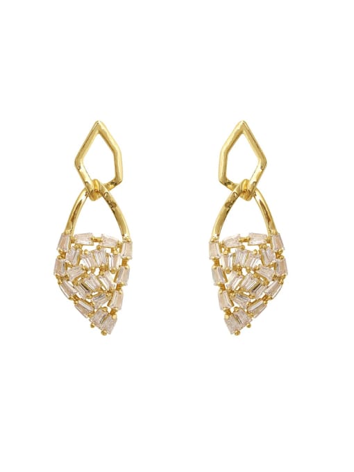 HYACINTH Brass Cubic Zirconia Geometric Dainty Drop Trend Korean Fashion Earring 0