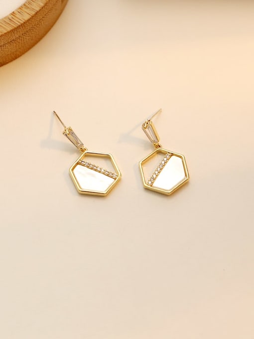 14K gold Copper Shell Geometric Dainty Drop Trend Korean Fashion Earring