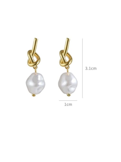 YOUH Brass Freshwater Pearl Geometric Vintage Drop Earring 3