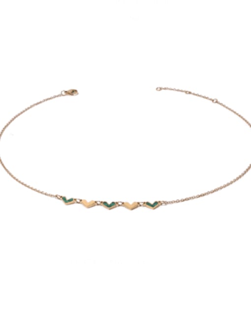 Five Color Brass Malchite Heart Minimalist Necklace 0