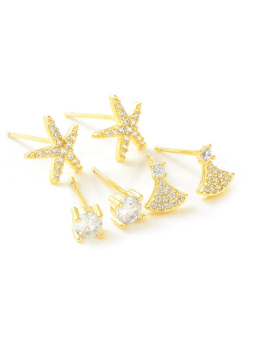 YOUH Brass Imitation Pearl Sea Star Minimalist Stud Earring 1