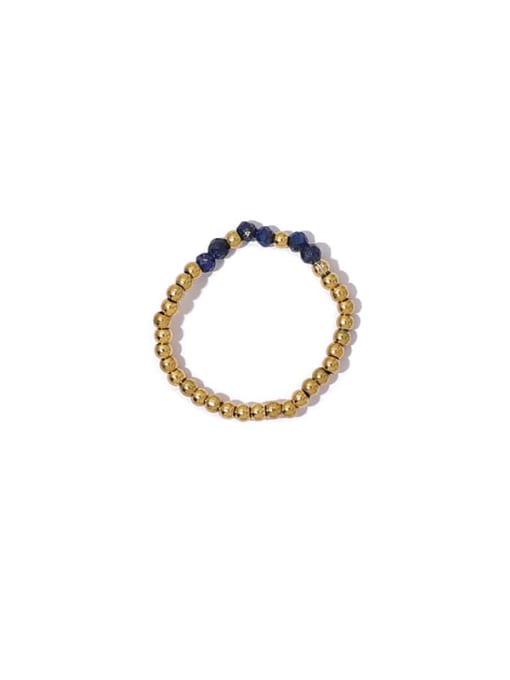 Gold 3 thin (adjustable elastic rope) Titanium Steel Bead Geometric Minimalist Bead Ring