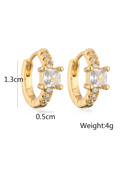 43610 Brass Cubic Zirconia Geometric Minimalist Huggie Earring