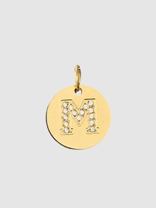 M 14 K gold Titanium 26 Letter Minimalist round pendant Necklace